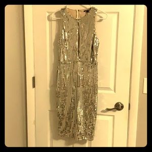 Silver sequin/nude cocktail dress